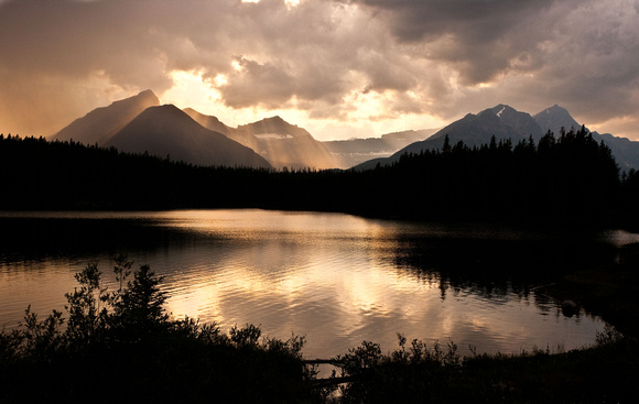 Sunset along the Icefields Parkway north of Lake Louise, Canada